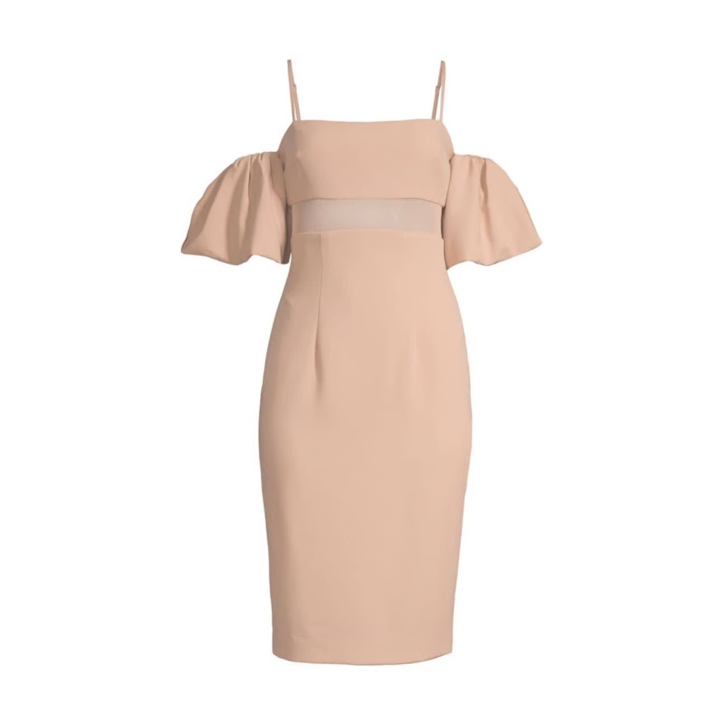 Black Halo Midi Dress In Nude
